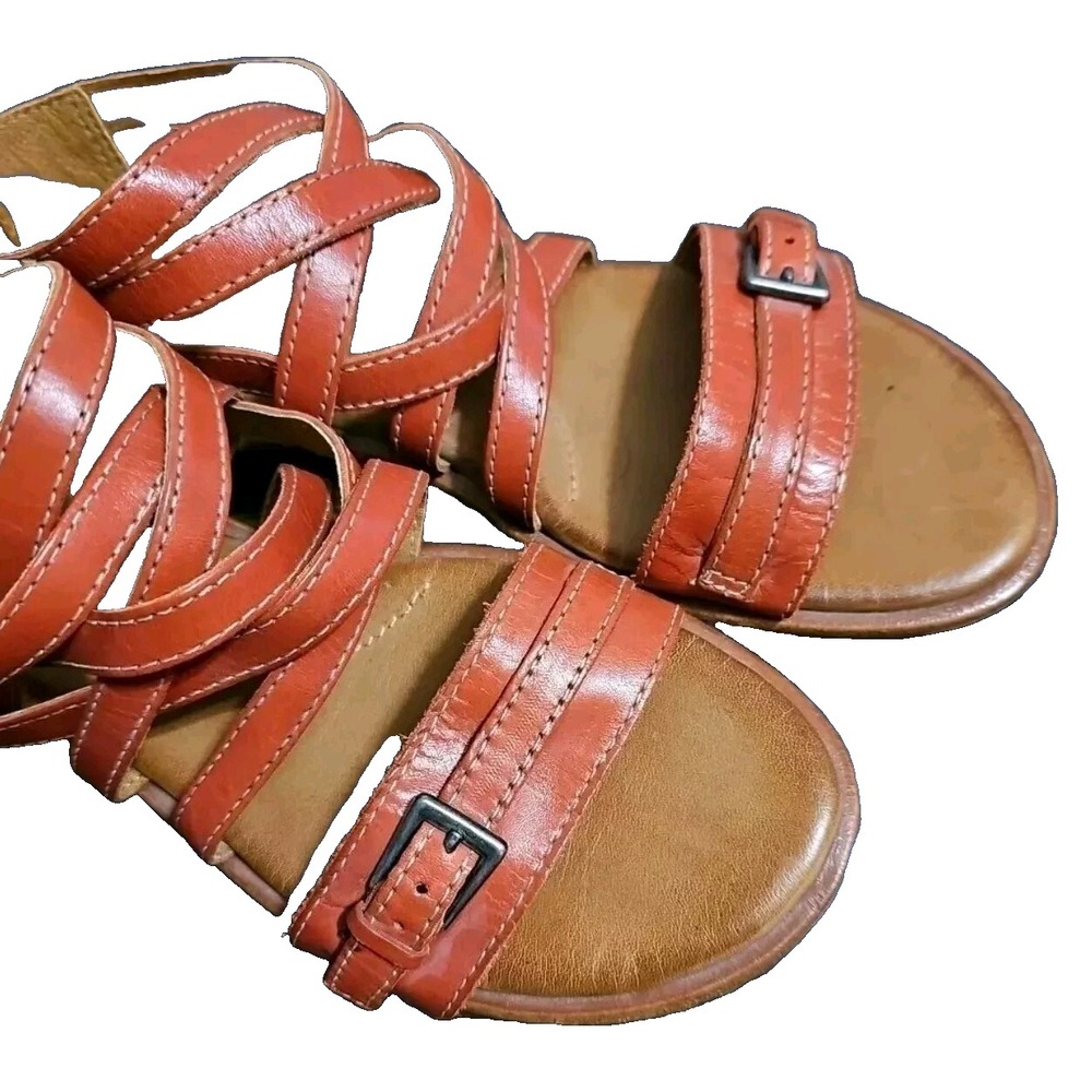 Aya Glazed Leather Strappy Buckle Gladiator Sandals Women Sz 8‎ Boho #18E